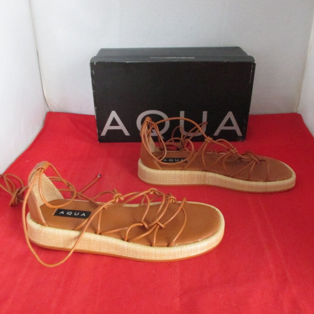 Aqua Starw Strappy Gladiator Sandals $108 - US Size 8 1/2 - Cognac -1083